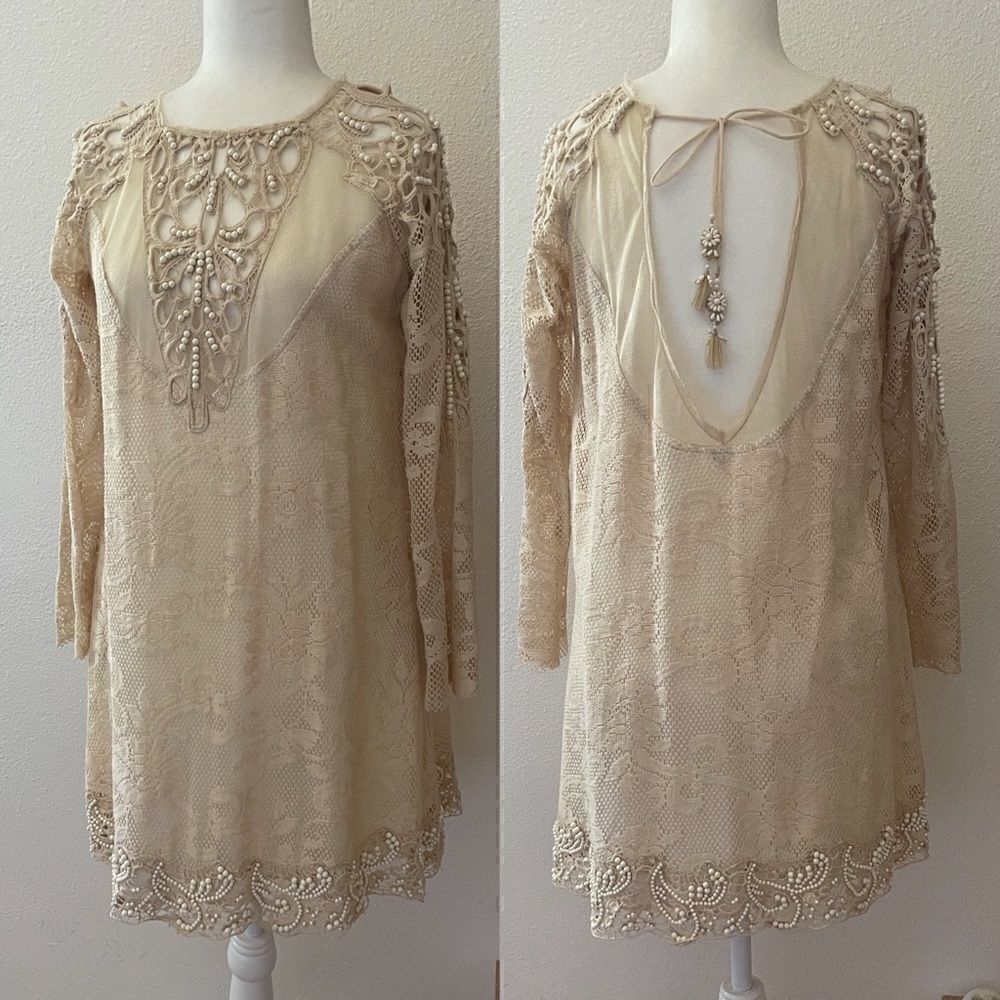 Free people dress lace beaded lace oversized